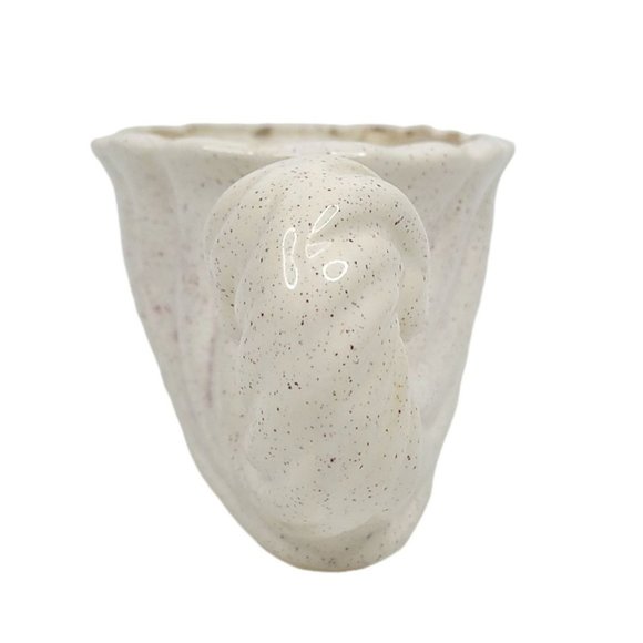 Vintage USA 200 Ceramic Seashell Planter Tabletop Serving Bowl Speckled Cream - Picture 8 of 10